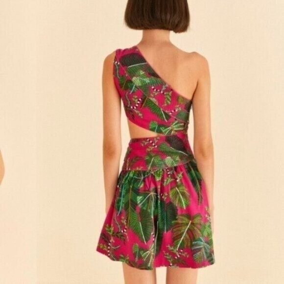 Farm Rio Pink Leaves Mini Dress - Size XL - Picture 4 of 6